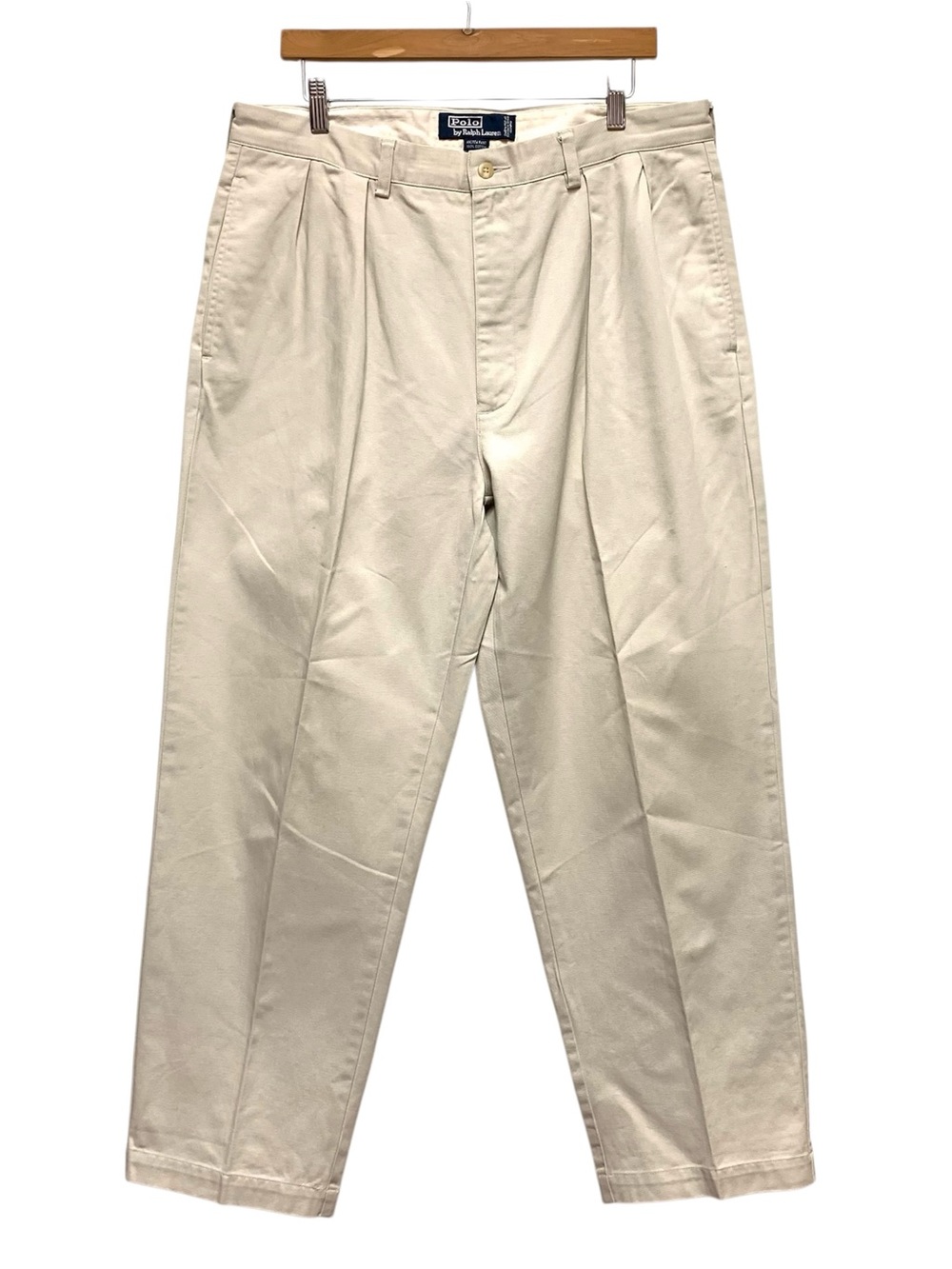 Vintage Polo Ralph Lauren Andrew Pant 36x29 Double Pleated Beige Khaki Chinos